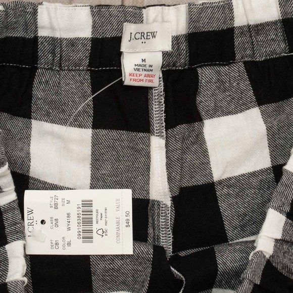 NWT J. Crew Soft Flannel Pants in Black and White Buffalo Check - size M - Picture 4 of 4